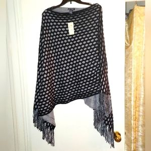 Black & Gray knit women's Poncho.